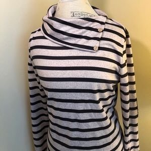 Lightweight Black and White Striped Sweatshirt